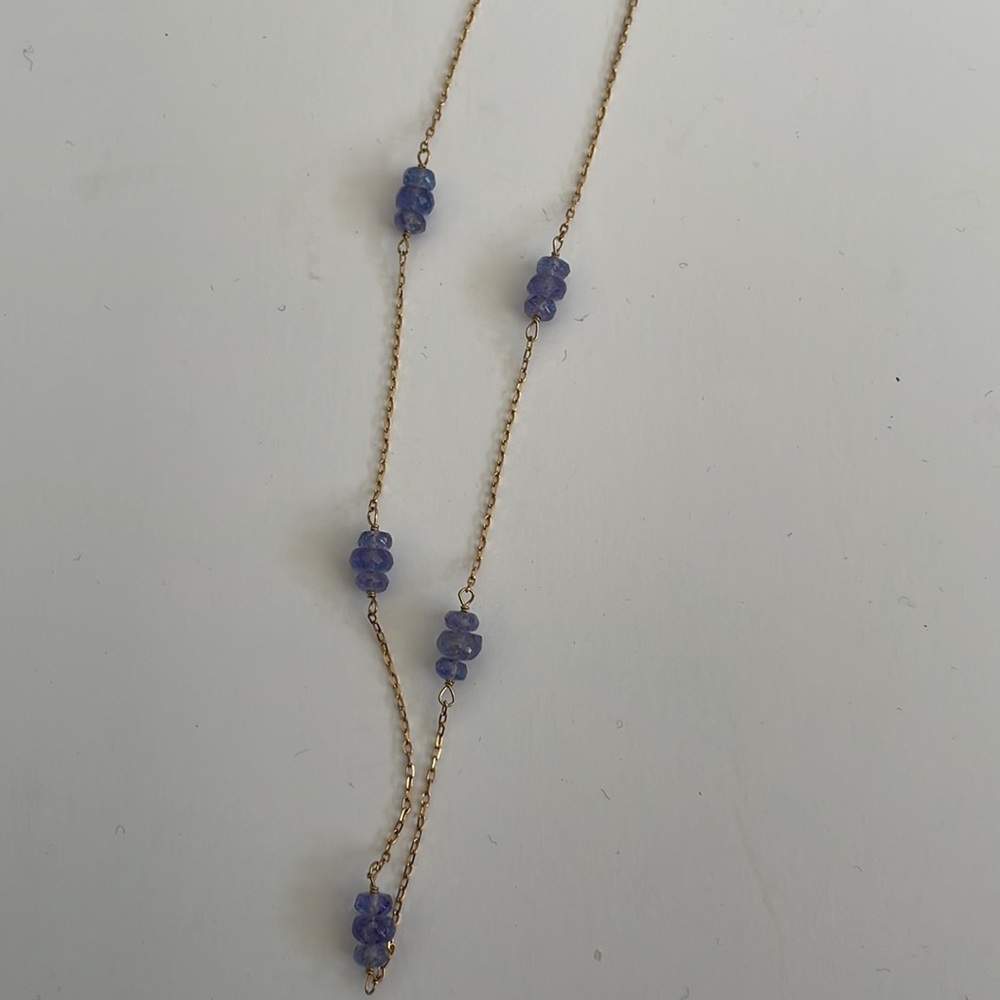 Tanzanite authentic 14k gold necklace purchased at Mervyns never worn - Picture 2 of 6